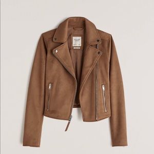 Abercrombie & Fitch Tan Vegan Suede Moto Jacket